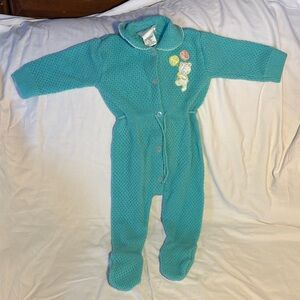 Vintage Childwise Teal Kids One Piece with Embroidered Patches